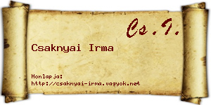 Csaknyai Irma névjegykártya